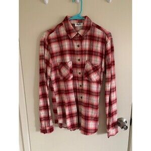 Amalli Talli Red Multi Tall Flannel Button Up Women's Tall Small Red White Plaid
